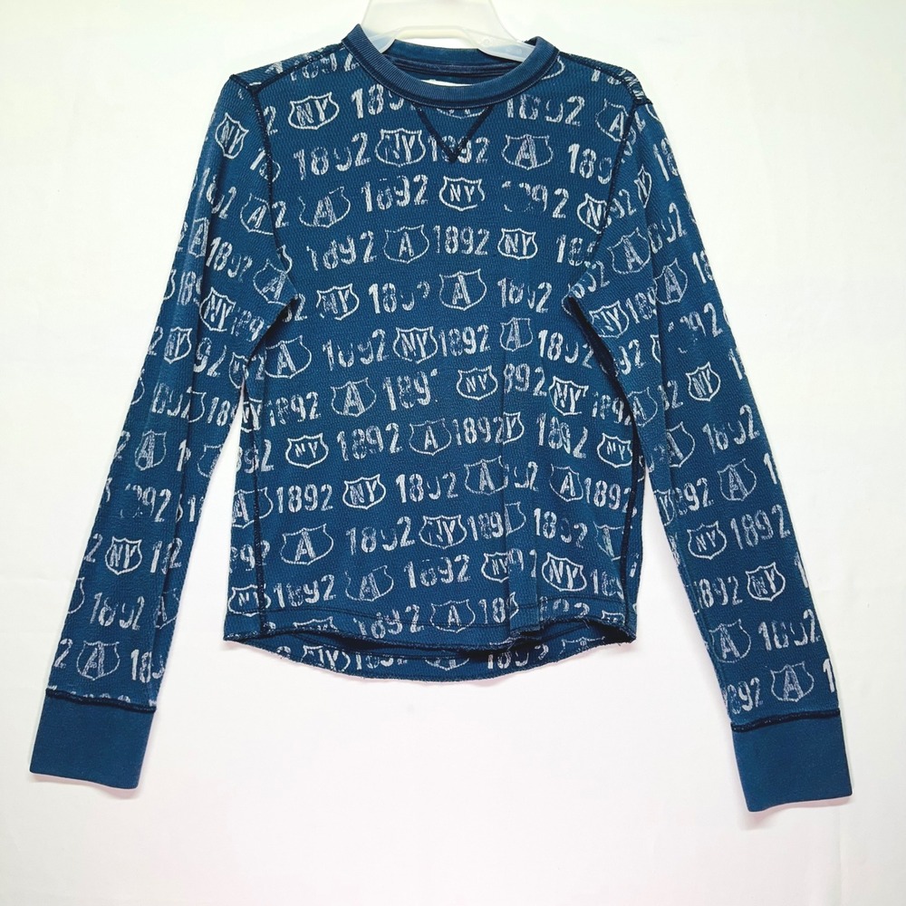 Abercrombie‎ Kids Long Sleeve Thermal Top Graphic Print Blue Size L